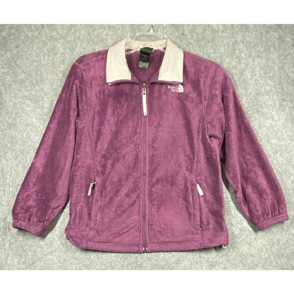 The North Face Jacket Girls Large Purple Fleece Zip Up Warm Cozy Outdoors